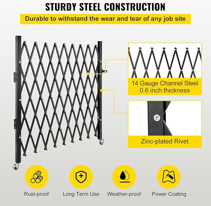 VEVOR Single Folding Security Gate Folding Door Gate 75" W x 51.57" H Scissor Gate