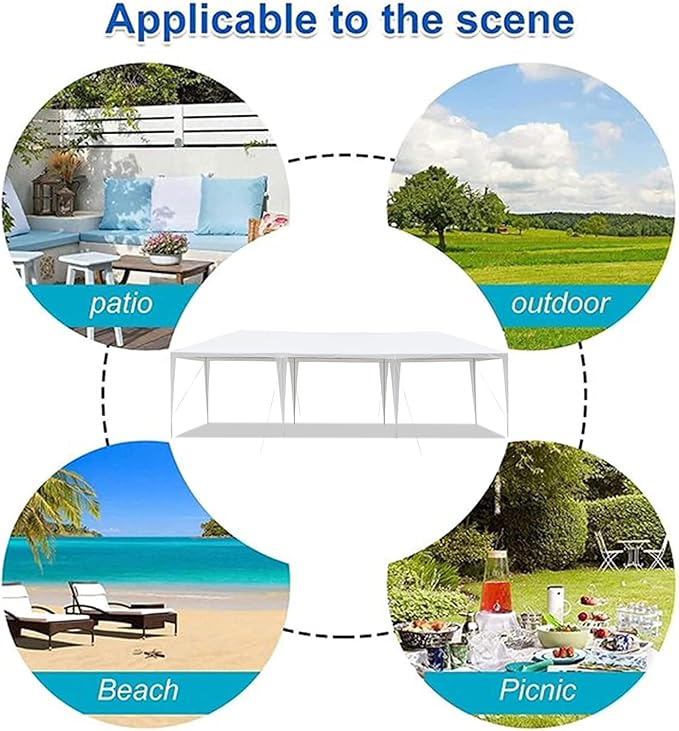 10x30 FT Party Tent, Outdoor Wedding Tents for Parties, Canopy Event Tent Without Removable Sidewalls, Waterproof Gazebo Shelter for Birthday Parties, Weddings, BBQs & Events (10X30FT-0Sides White)