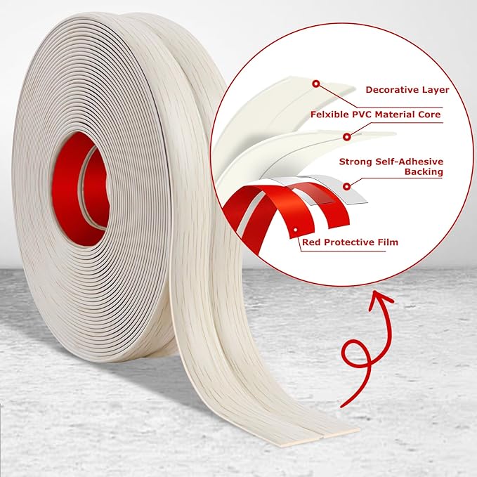 Flexible Wall Corner Protector Moulding Trim Peel and Stick Wall Corner Guards Edge Protector Self Adhesive Molding Trim Strip for Edge Ceiling (Beige Wood Grain, 1.6 in x 40 Ft)