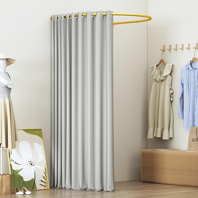 39.37 Inch Clothing Store Fitting Room, Portable Fittng Room for Boutique, Temporary U-shaped Dressing Room for Privacy Protection and Room Divider, Gray