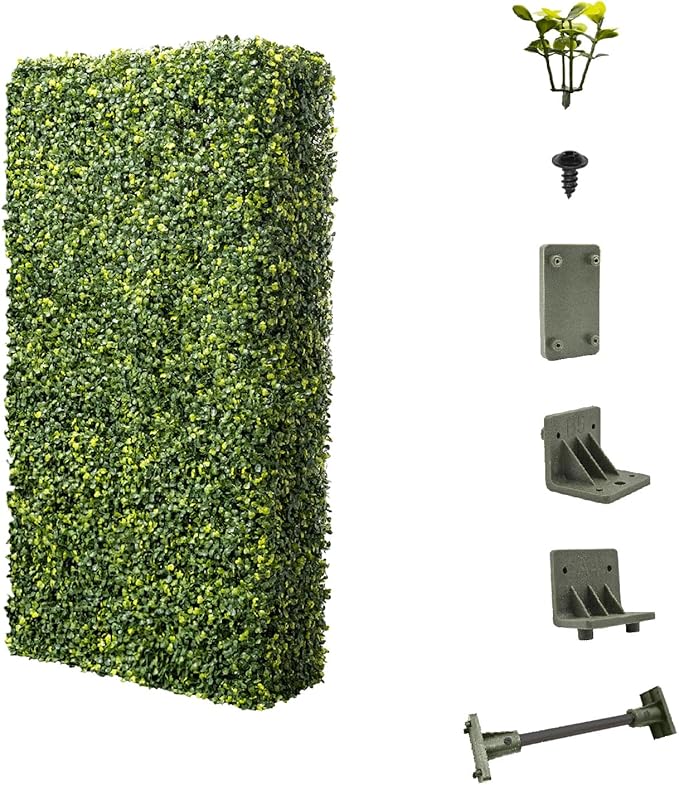 E&K 36" Wx54 Hx12 D Artificial Boxwood Hedge Wall Artificial Outdoor Privacy Wall for Balcony Backyard Office, Indoor Divider Freestanding Greenery Backdrop