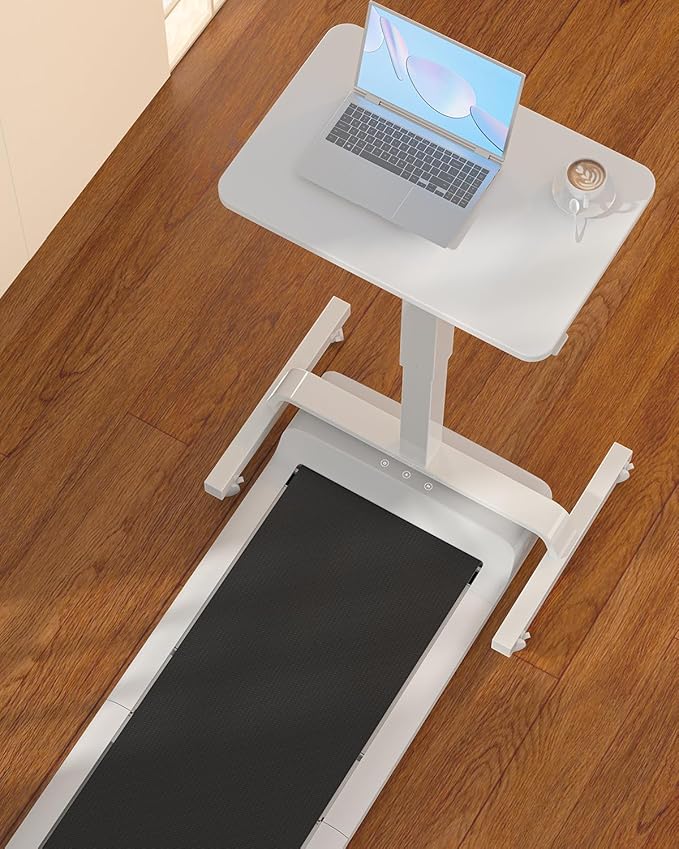 Height Adjustable Mobile Standing Desk with 360° Swivel Casters, 29"-45" Pneumatic Rolling Desk on Wheels, Perfect for Home Office, Bedroom, Living Room, White