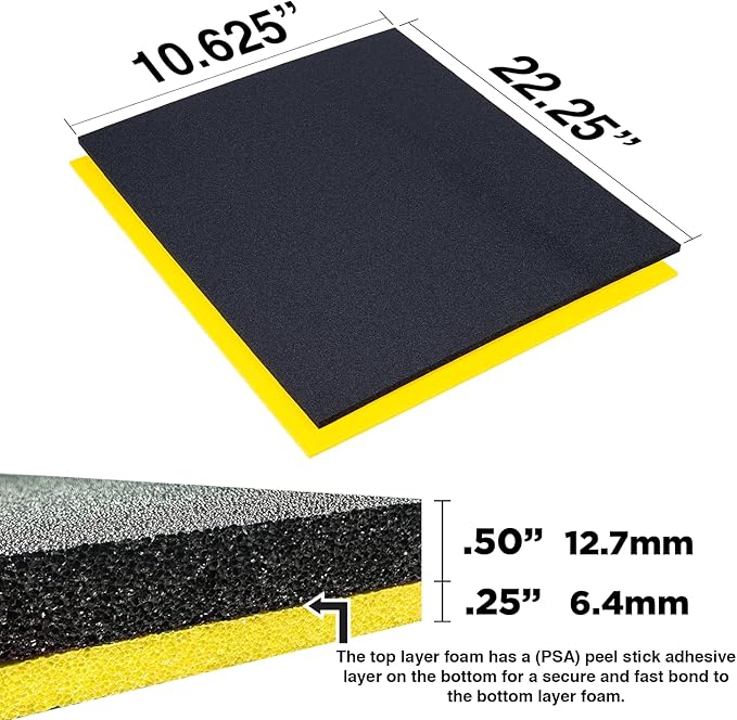 5S Tool Box Shadow Foam Organizers (2 Color) FITS Craftsman Waterloo and Husky Tool CHESTS (10.625" x 22.25", Black Top/Yellow Bottom)…