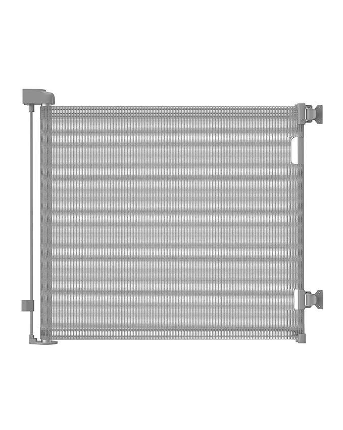 Retractable Baby Gate for Doorways and Stairs, Mesh Safety Gate for Pet, Indoor & Outdoor Use, One-Hand Operation, Easy Installation, 33.6" Tall, Expands to 71" Wide(Grey,33.6"x71")