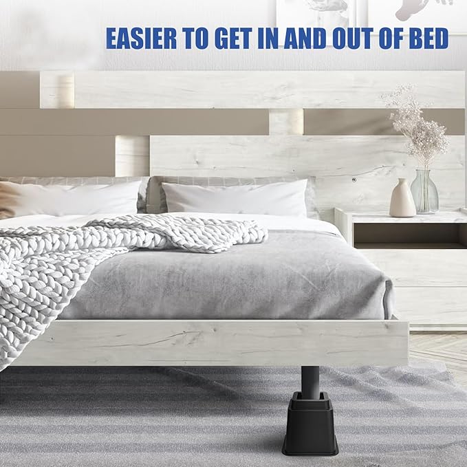 Bed Riser/Furniture Lift Bed/Bed risers/Furniture Lifter/Table risers/Frame Risers Create Under Bed Storage Heavy Duty for Furniture Height Adjustment (Black 9 Pack, 5 Inch)