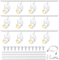White Track Lighting Heads Kits, Dimmable 12-Light GU10 LED Track Lights Extended 14.76Ft H Type Track Rails 10W 6000K Natural Light Ceiling Spotlight Fixture with Replaceable GU10 LED Bulbs