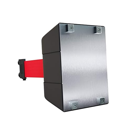 Crowd Control Warehouse - CCW Series WMB-220 Magnetic Wall Mount Retractable Belt Barrier - 15 Foot, Red Belt and Black ABS Case