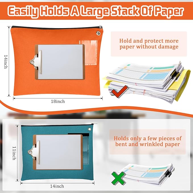 2 Pcs Interoffice Mailer Canvas Transit Sack Zipper Bag 18" x 14" Large Zipper Pouch with Grommet Interoffice Mail Bag (Orange)