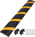84" Heavy Duty Rubber Speed Bumps - Modular Driveway Cable Protector Ramp for Asphalt & Gravel Roads, Includes 6 Bolts & 2 End Caps, Ideal for Parking & Traffic Control