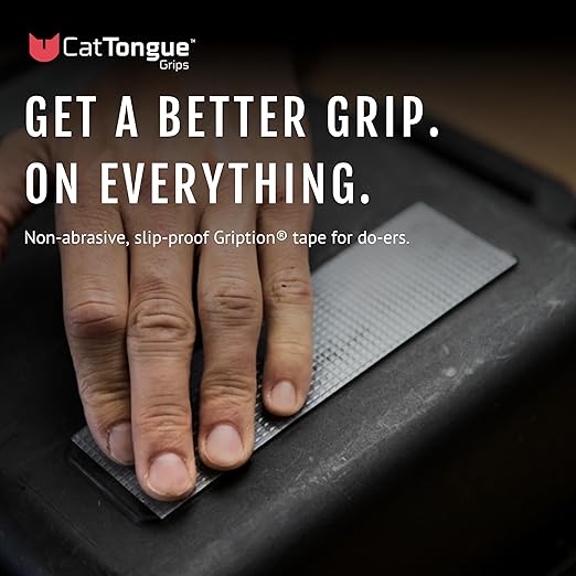 CATTONGUE GRIPS Non-Abrasive Grip Tape Wrap - 2” Thick Heavy-Duty, Waterproof Anti-Slip Tape for Wrapping Tools, Bats, Gym Equipment - Indoor & Outdoor Anti-Slip Solution (Clear, 2-Pack)