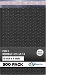 Black Small Bubble Mailers 4x8 Inch #000 | Thick Padded Poly Bubble Mailer Envelopes | 500 Pack Bulk | Trading Card Sports Card Shipping