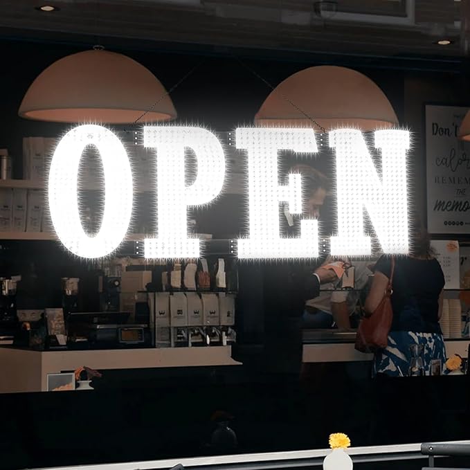 48" x 17" Extra Large LED Open Sign with Remote Control High Bright Visibility Business Signs 14 Mode Electric Display Sign Suitable for Shop, Bar, Hotel, Retail and Restaurant