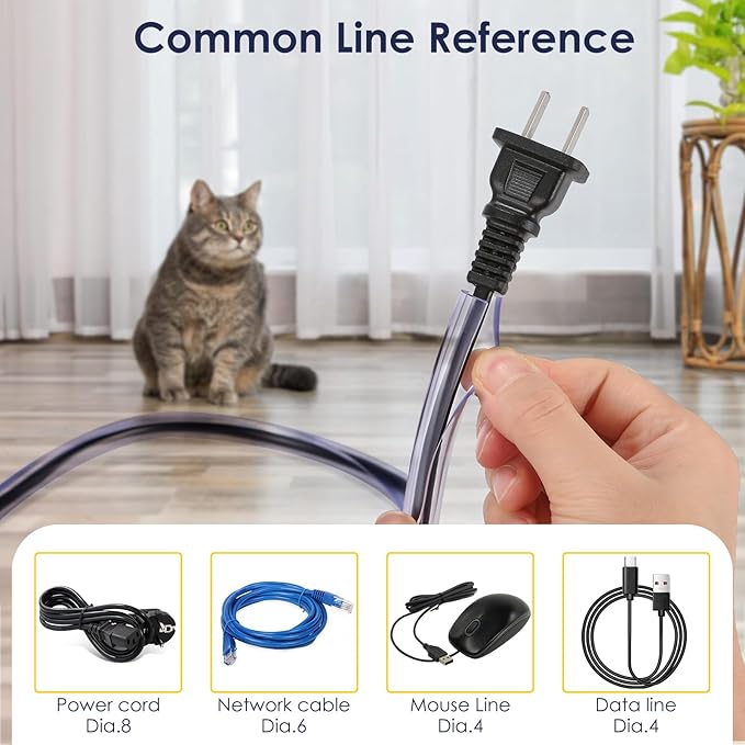 Dog and Cat Cord Protector from Pets No-Chew Solution, Pet Wire Flexible Cable Sleeve 10ft/2mm Thick, 1/2in Diameter Wire Protector Tubing for Cord, Cable Cover for USB Charger,Odorless,1Pack