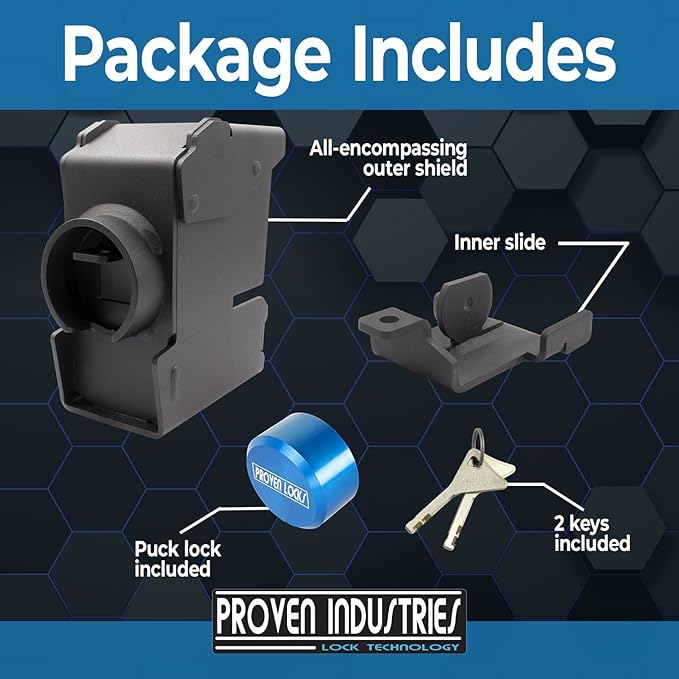 Proven Industries 2517-D1 Trailer Lock – Fits 2 5/16-Inch Demco Cast Couplers, Heavy-Duty Security, Unique Key Design, Made in USA, Blue