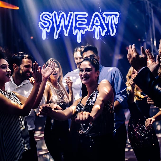 Sweat Neon Sign for Home Gym Wall Decor Sweat Gym Lighting Man Cave Decor Wall Art Gift 16.8"×6.8"