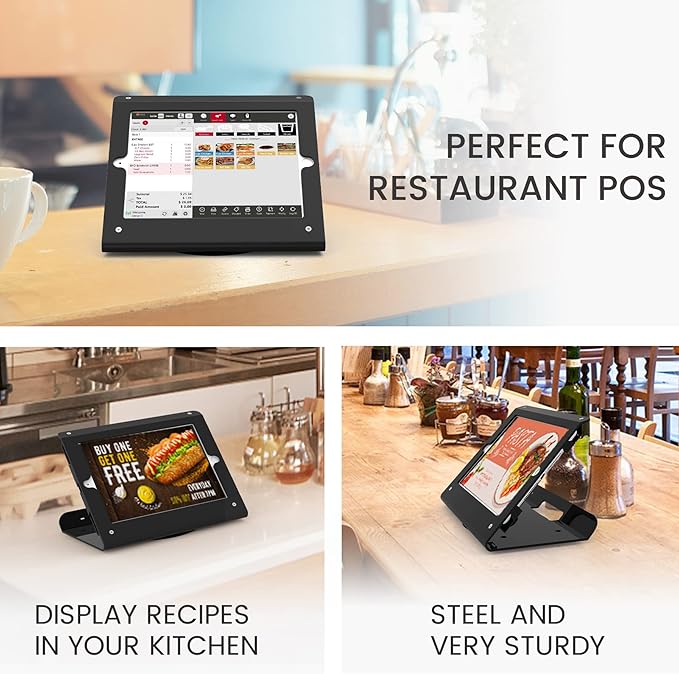 Tablet Kiosk POS Stand Compatible 10.2” iPad 7 8 9 Generation with 360 Swivel Base