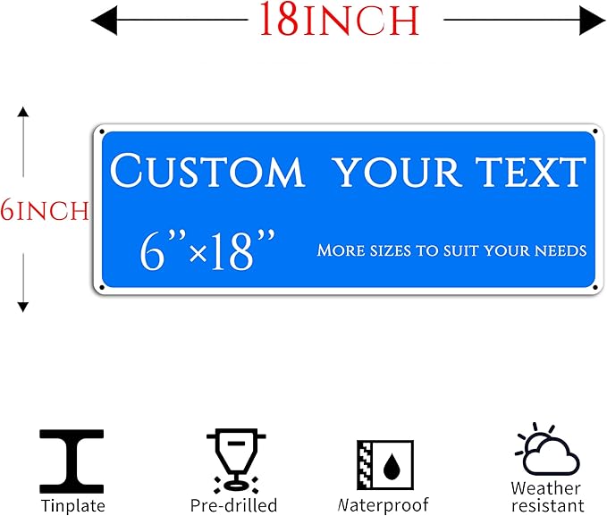 Custom Sign, street signs customized，custom wedding,name Signs, Multiple Sizes, Customize for Office, Business, Workplace, office, Home, Delivery Signs,Reflective(6 * 18 Inch)
