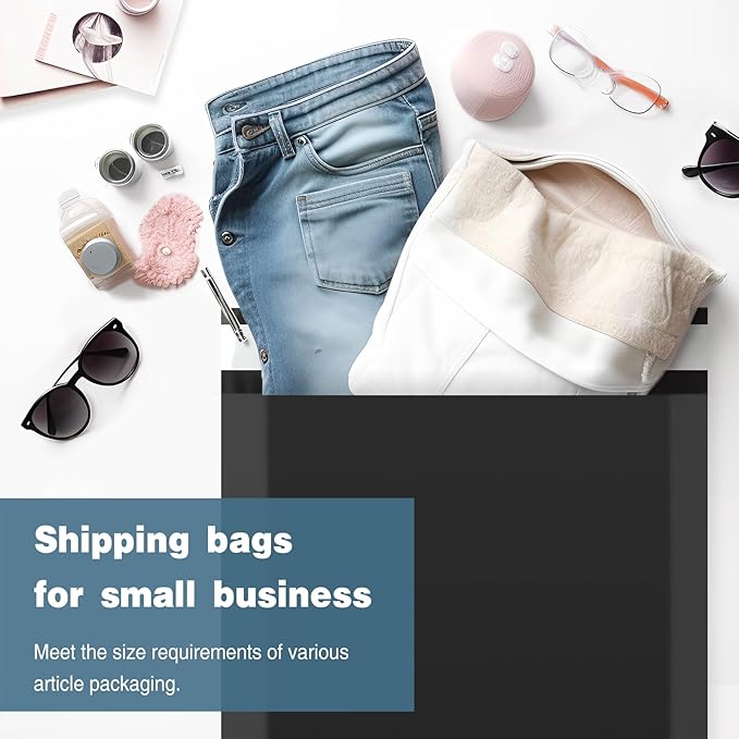Famagic Poly Mailers, 100pc 14.5x19 Inch Shipping Bags, Large Chic Packaging Bags for Small Business, Tearproof Mailing Envelopes for Clothing Supplies, Boutique, Self Seal Mailers Poly Bags Black