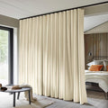 Room Divider Curtains Total Blackout Privacy Curtain Panel Room Thermal Insulated Noise Reduction Curtain for Bedroom Window Living Room Ceiling Track Curtains W 150 × H 108 in Beige.