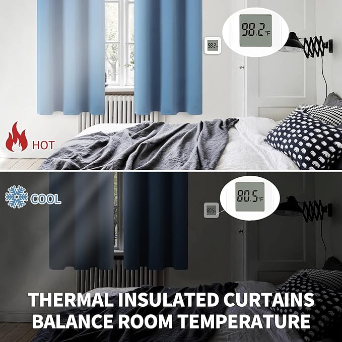 BGment Blackout Curtains for Bedroom - Grommet Thermal Insulated Room Darkening Curtains for Living Room, Set of 2 Panels (52 x 72 Inch, Faded Denim)