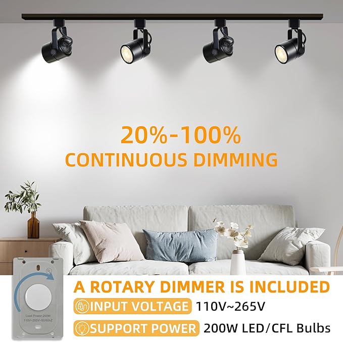 Dimmable 24-Pack GU10 Track Lighting Kit with Dedicated Dimmer, All-in-One Plug in 3CCT Ceiling Spotlights with 26.2FT Track Rails, Accent Lighting for Home, Store, Moblie Cart and Office