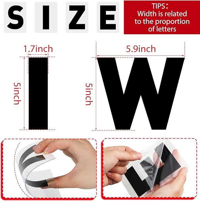 Leinuosen 300 Pcs Sign Letter Printed on Marquee Flexible Outdoor Black Portable Sign Board Plastic Changeable Letters and Numbers Punctuation Acrylic Numbers(4'', 5'')