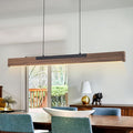 EDISLIVE 49.2 in Wood Linear LED Pendant Light Kitchen Island，Dimmable LED Island Light Adjustable Height 3000K for Dining Room - Black Walnut