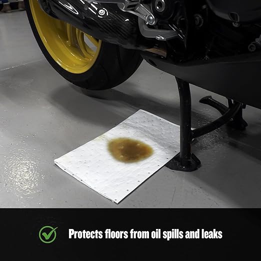 FlashDry Oil Absorbent Pads – High Absorbency of Oil-Based Liquids, Water-Repellent, Tear-Resistant, Premium Mats, Ideal for Garage, Driveway, Automotive, Marine Use, 17.5” x 13.5”, 200 Pads in Total