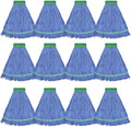 Onesimus 18 oz Heavy Duty Mop Head Replacement, 5 Inch Headband for Quick Change Handle, Blue Loop-End Cotton Blend String Wet Dry Floor Mop Refill, Medium Size, Case Pack of 12 Pcs