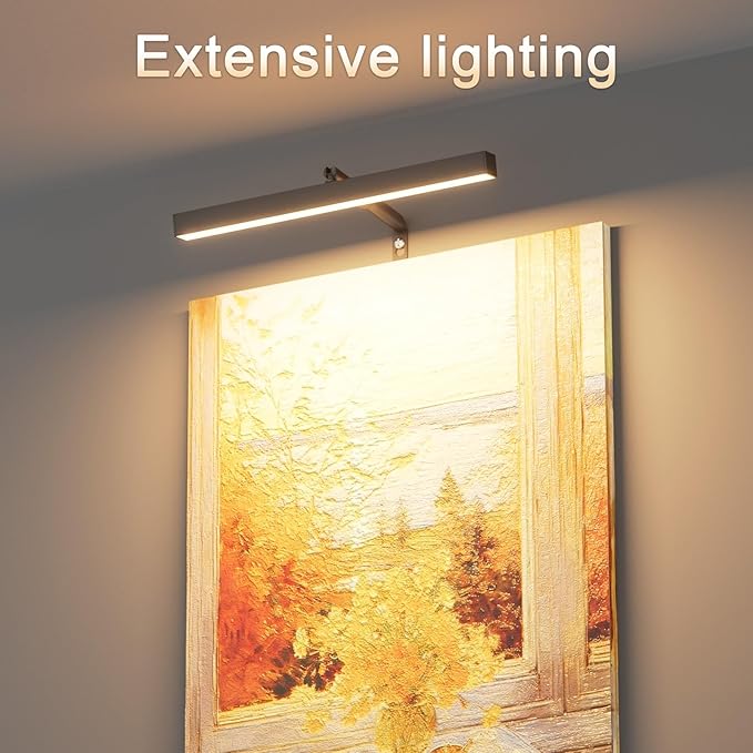 4W Plug in Picture Light for Paintings with Remote Control, 12" LED Art Display Lighting for Gallery, Dartboard, Artwork, Black Wall Mounted Picture Frame Light