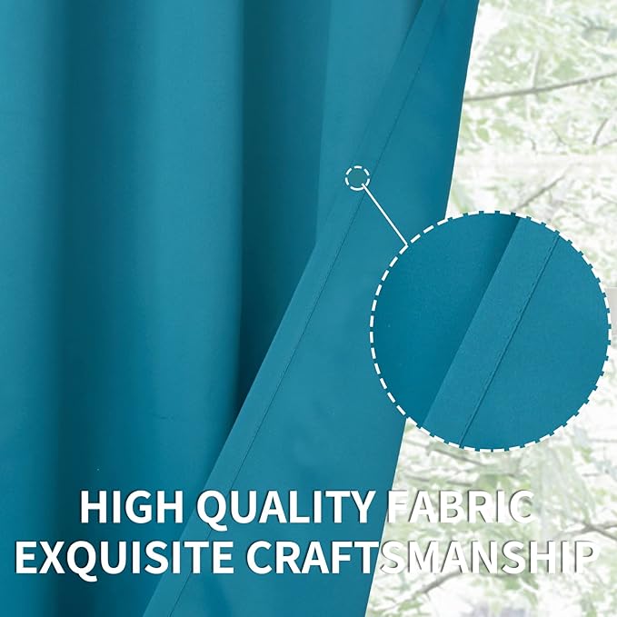 BGment Blackout Curtains - Grommet Thermal Insulated Room Darkening Bedroom and Living Room Curtains, Set of 2 Panels (52 x 72 Inch, Peacock Blue)