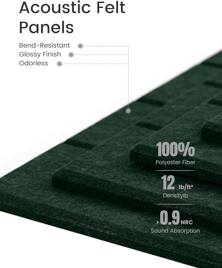 Large Felt Bulletin Board 48" x 36" Cork Board Alternative-12 Pack with 70 Safe Removable Adhesive Tabs, Cork Boards for Walls Cork Board for Home Office Classroom Pin Board- Pine Green