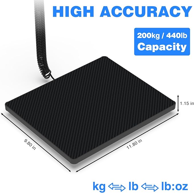 MAXUS Shipping Scale 440LB/10g Accuracy, Postal Scale for Packages with Hold and Tare Funtion, Digital Postage Scale for Luggage Warehouse Market & Home Use