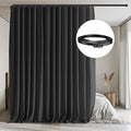 Room Divider Curtains with Flexible Ceiling Tracks Set,Blackout Curtain Ceiling Mount Curtain Track Privacy Room Dividers Ceiling Track Curtain Rod(Black Drape & Black Rail W 8.3 × H 8 FT)