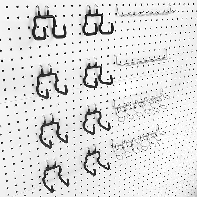 G.CORE 12 Pack Pegboard Tool Utility Hooks, 1/4" Heavy Duty Metal Peg Board Hooks for Hanging Tools, Wall Organizers and Storage Pegboard Accessories for Garage Workbench Workshop Craft Room Office