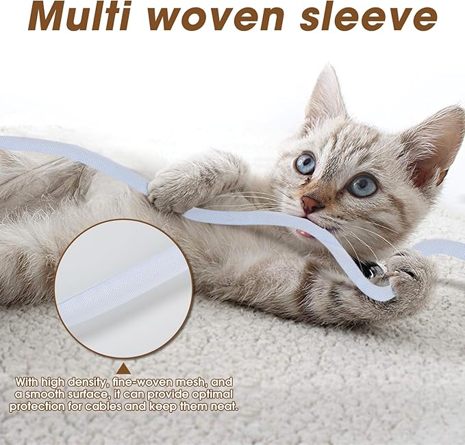 Cord Protector from Pets no Chew, 10FT-1/2inch Cord Managment Cable and Wire Protector from Rabbits, Cats and Other Pets White