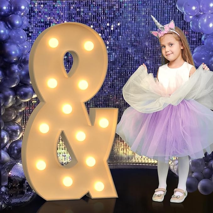 Marquee Letters 4 Feet Tall, 4FT Large Light up Letters &, Big Sign & with Warm White Light for Birthday Wedding Proposal Engagement Graduation Party Backdrop Decorations
