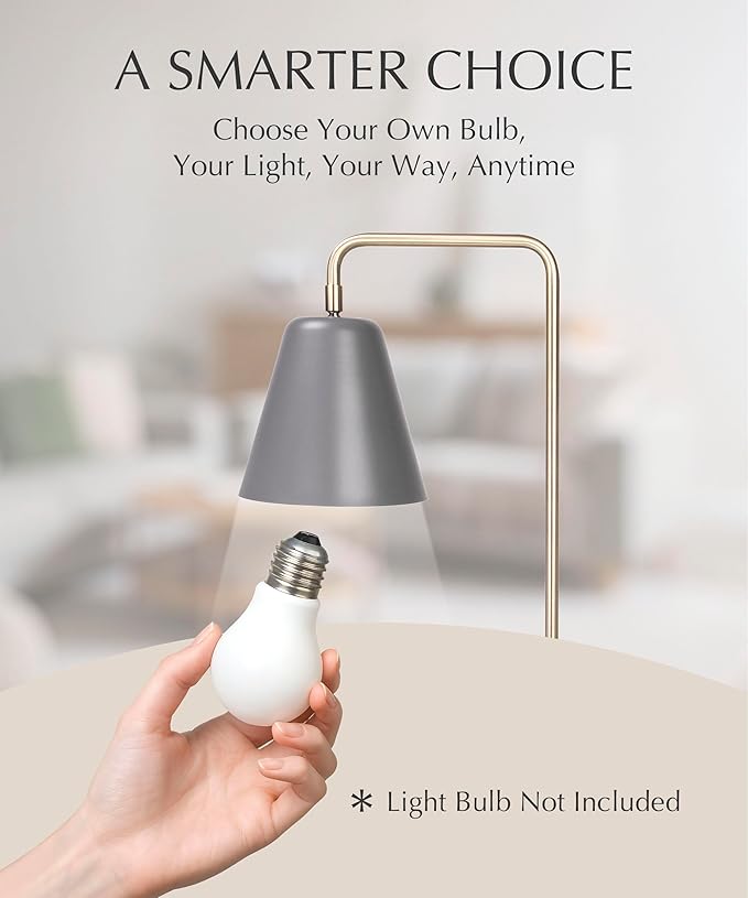 HarvestLand Steady Silver Reading Lamps for Bedside Table – Adjustable Industrial Table Lamp with Solid Base, Lamp for nightstand, Desk Lamp Home Office, Mid Century Modern Reading Lamp Style
