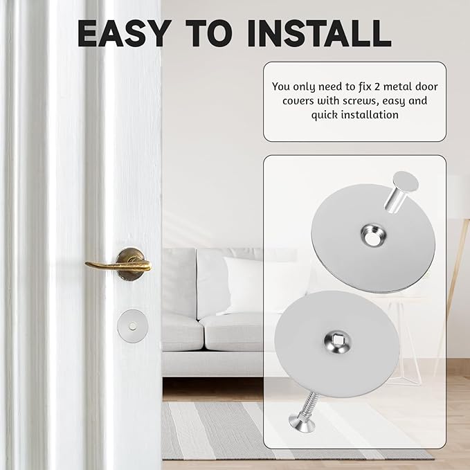 Door Hole Cover Plate, Door Knob Cover Door Knob Plate 2-5/8" Diameter Silver Door Knob Covers Door Hole Filler Plate for Home Security