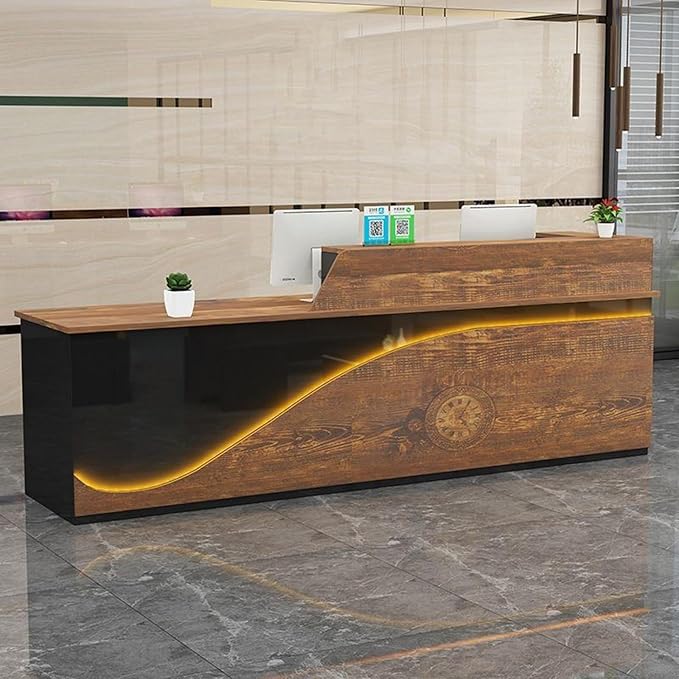 Reception Desk, Checkout Counter, Reception Counter Desk, eception Counter Desk with Adjustable Shelf & Lockable Drawers, for Clothing Store, Company Front Desk, Coffee Shop