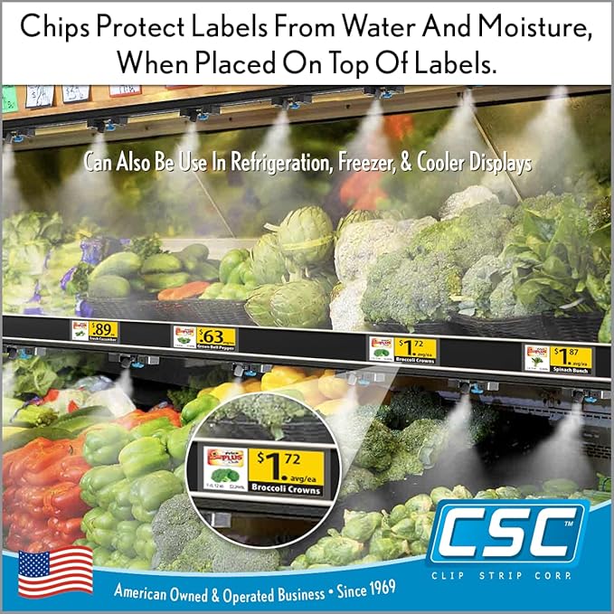 Clip Strip Corp. Price/Data Channel Label Holder Chips, Clear Plastic Tags, 4" L x 1.25" H, 7.5 Mil Thick, Gondola Shelf Edge, Reusable, Made for Point of Purchase Shelf Molding (1000)