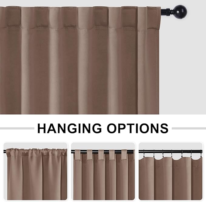 Hiasan Patio Sliding Room Divider Door Curtains - Extra Wide Privacy Room Thermal Insulated Blackout Curtain with Back Tab & Rod Pocket for Bedroom Partition(100 x 108 Inches, Khaki)
