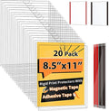 20 Pack Magnetic Sign Holder 8.5 x 11 - Wall Sign Holder Rigid Plastic Sign Holder with Magnet Strips and Adhesive Strips - Magnetic Display Frame Door Sign Holder