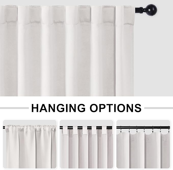 Hiasan Patio Sliding Room Divider Door Curtains - Extra Wide Privacy Room Thermal Insulated Blackout Curtain with Back Tab & Rod Pocket for Bedroom Partition(100 x 108 Inches, Ivory)