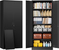 BESFUR Metal Storage Cabinet, 72" H x 36" W x 18" D Garage Storage Cabinet, Adjustable Shelves and Locking Doors for Office, School, Garage - Black