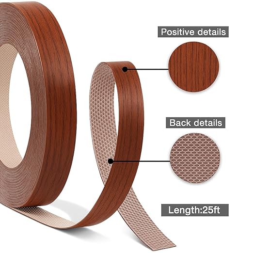 GSCIT Club Cherry Edge Banding, 3/4 inch x 25ft roll of Veneer PVC Edge Banding Preglued Flexible, Wood Tape Banding for Cabinet