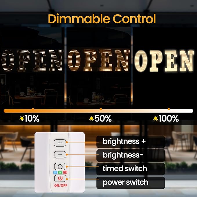 LED Open Signs for Business 30"x10" Dimmable Bright Business Open Sign with Hanging Installation for Window Stores, Hotel, Store, Bar, Retail Shop, Salon, Restaurant