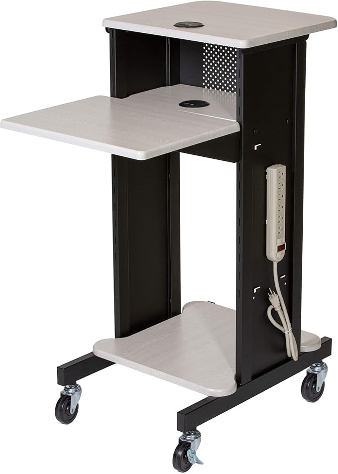 OEF Furnishings Presentation Cart and Stand, OEFPRC200, Steel Frame, Ivory Woodgrain