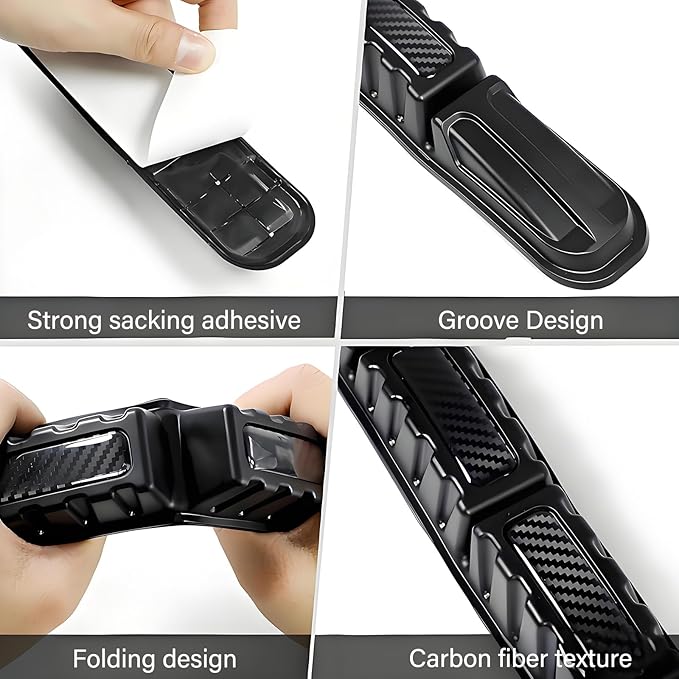Anti-Collision Patch Car Bumper Protector Trim Universal Anti-Scratch Strip for Front and Rear Bumpersper (Black Carbon Fiber Pattern, 2-Pack)
