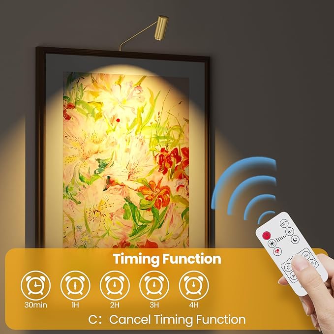 2 Pack Zoomable Picture Light Spotlight,Plug in LED Picture Lights for Wall 3000K Photo Frame Light with Remote Control Art Lighting for Paintings Gold Mini Accent Spotlights for Gallery